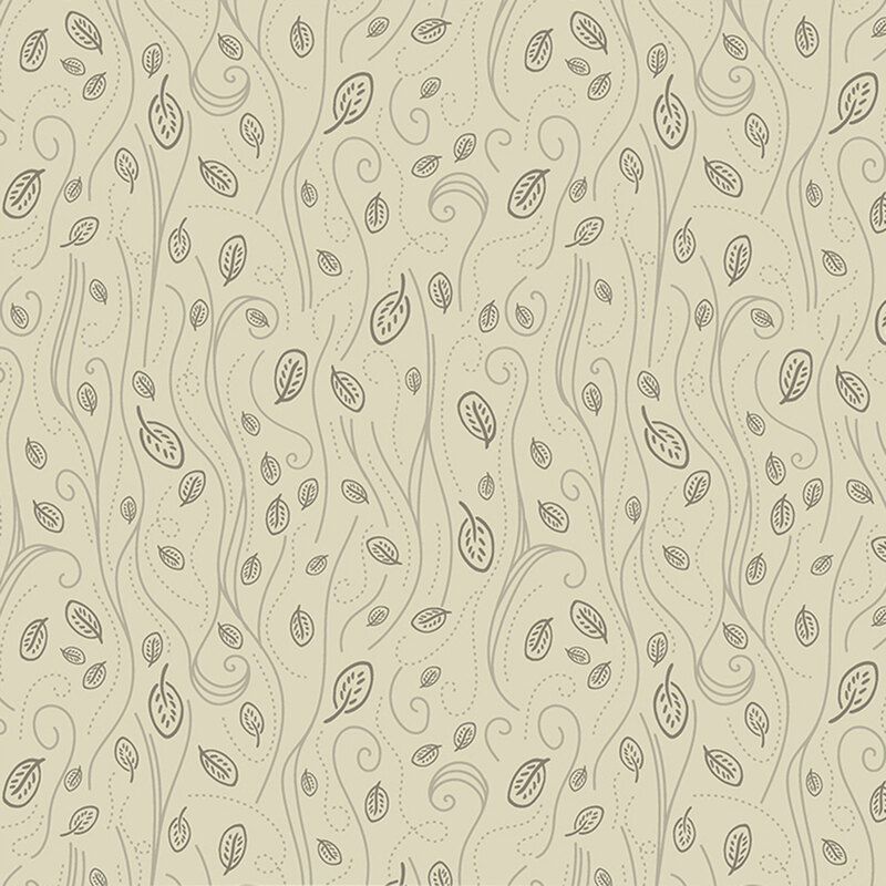 Tan fabric with swirls of wind blowing leaves through the air.