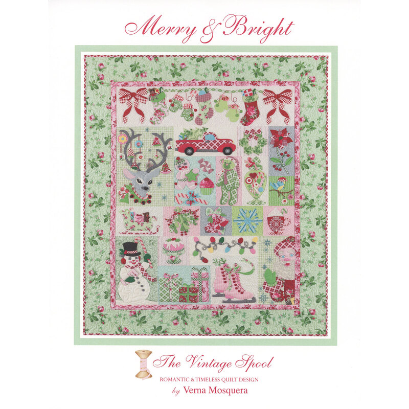 Front of the Merry & Bright pattern showing the completed quilt project 