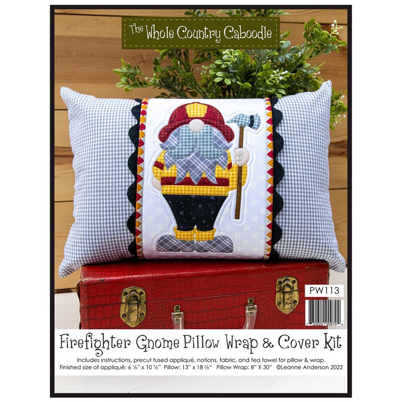 Front cover of the pattern, showing the completed Pillow Wrap staged with decor.