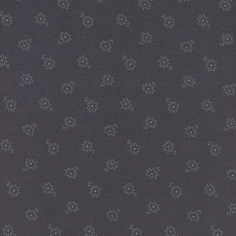 Dark grey fabric with a spinning flower pattern 