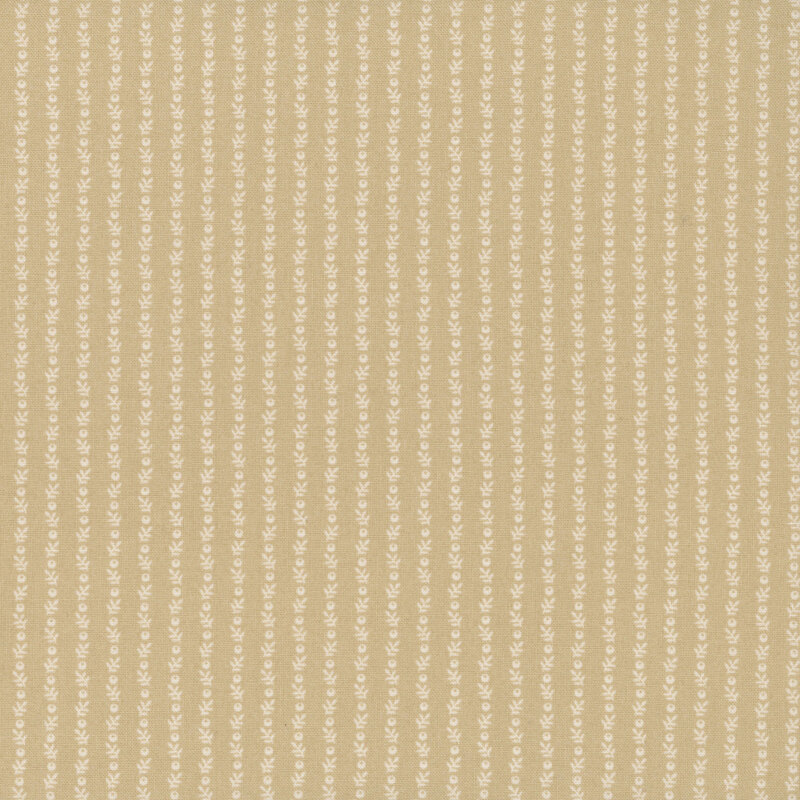 Cream fabric with tonal stripes of sprigs and berries