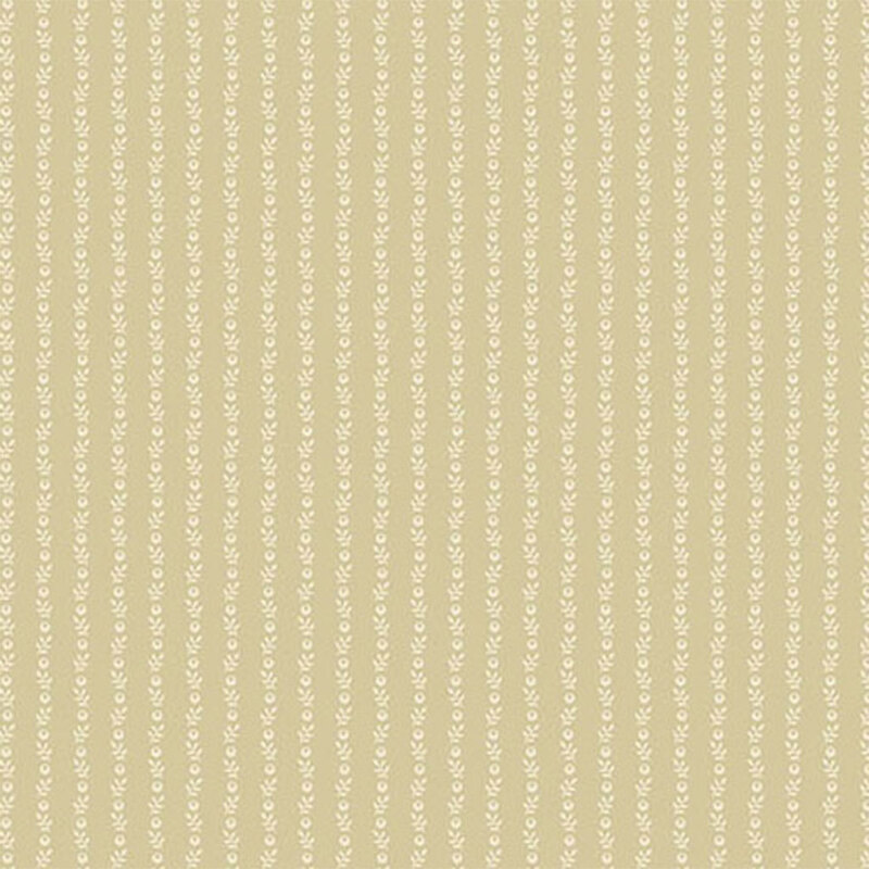 Cream fabric with tonal stripes of sprigs and berries