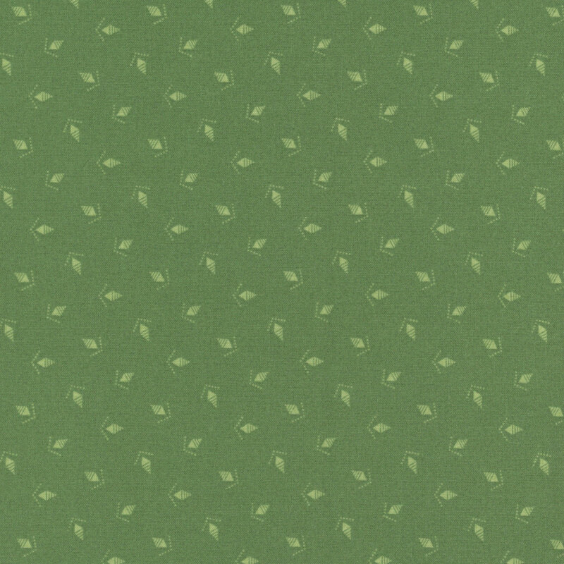 A repeating pattern of small, light green pinecones on a darker green background.