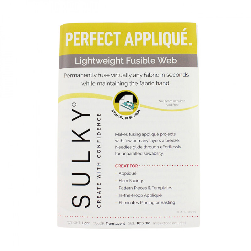 Photo of the Sulky Perfect Applique Fusible Web packaging against a white background