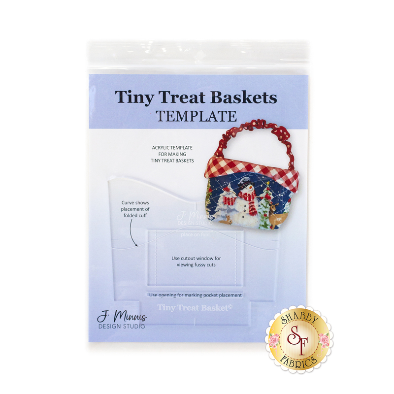 A packaged acrylic template for creating tiny treat baskets, featuring a decorative basket design.