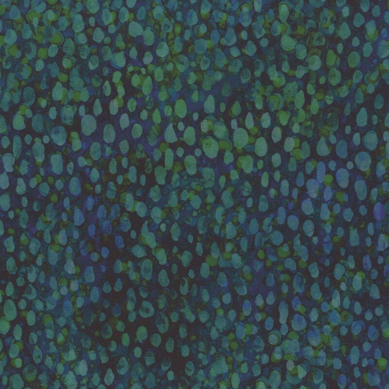 Pattern in varying shades of blue and green resembling textured dots or pebbles.