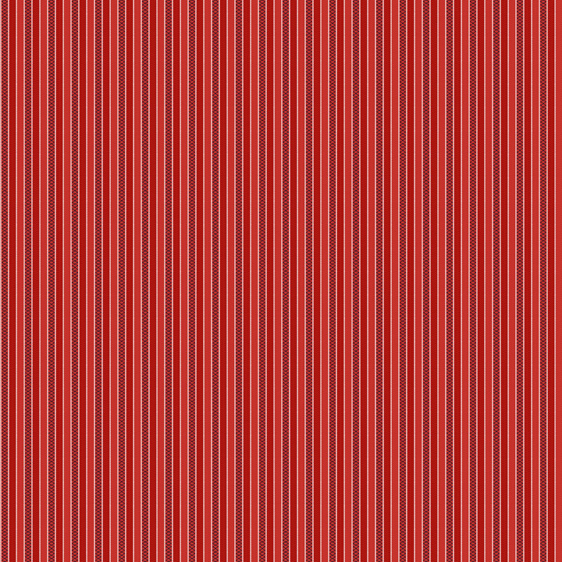 Red striped fabric in multicolor shades.