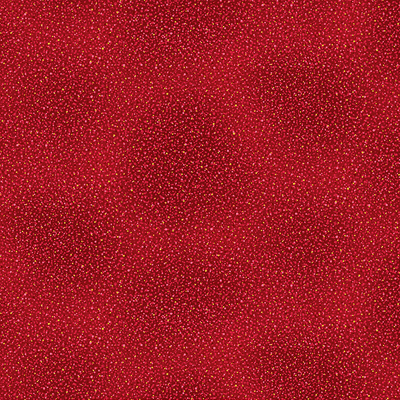 Mottled red fabric with pinprick dots and dotted metallic accents.