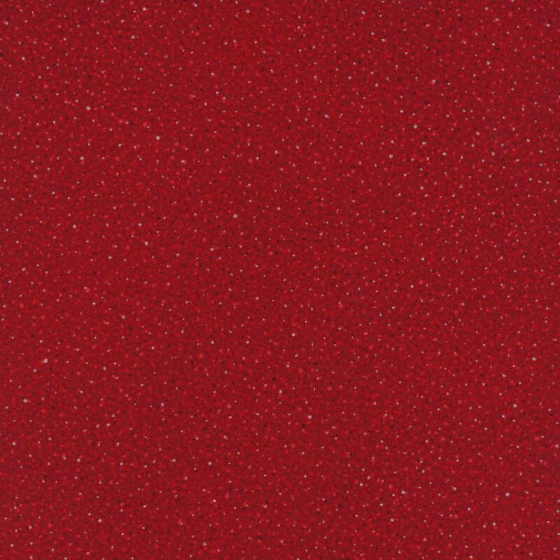 Mottled red fabric with pinprick dots and dotted metallic accents.