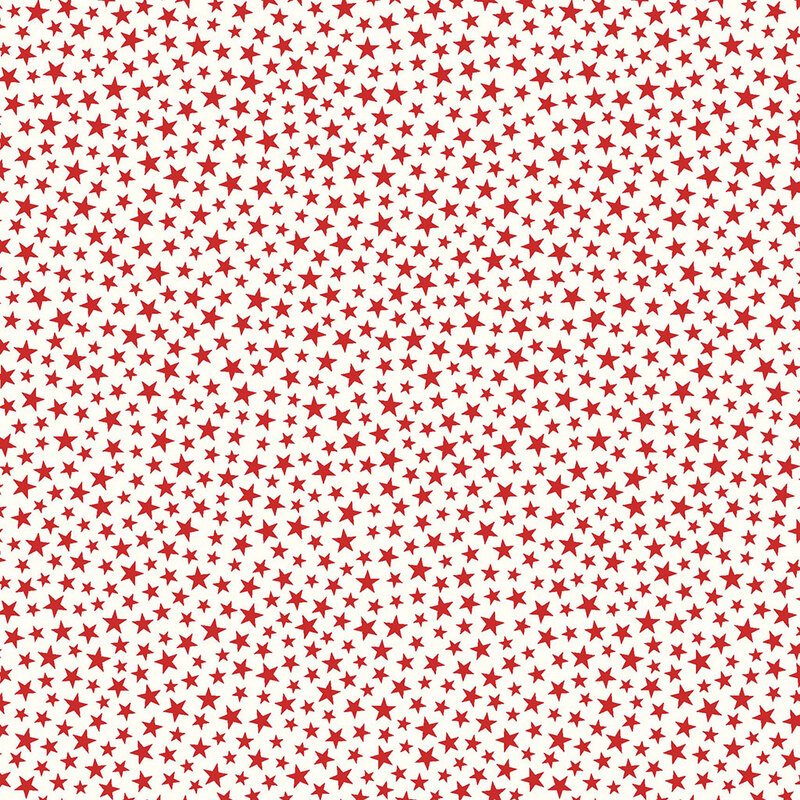 Red and white pattern of small five-pointed stars, densely arranged across the background.