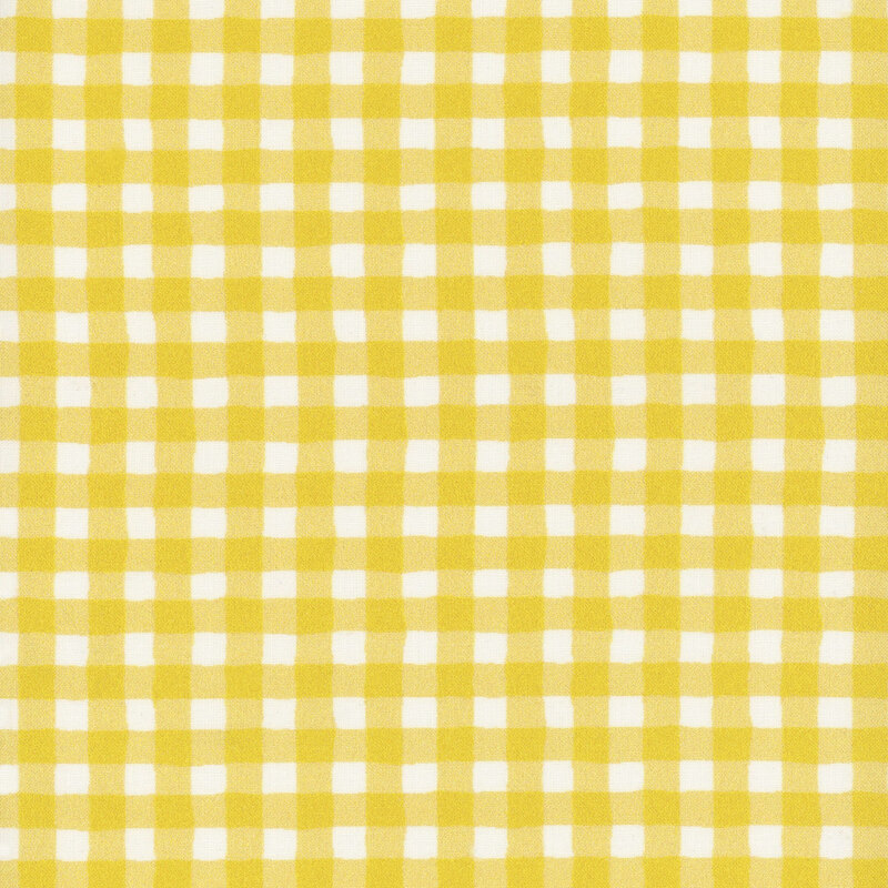 Yellow and white gingham pattern with alternating checks throughout the design.