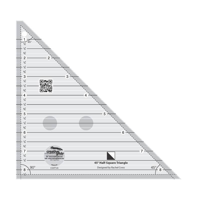 Creative Grids 45 Degree Half-Square Triangle 8-1/2in Quilt Ruler