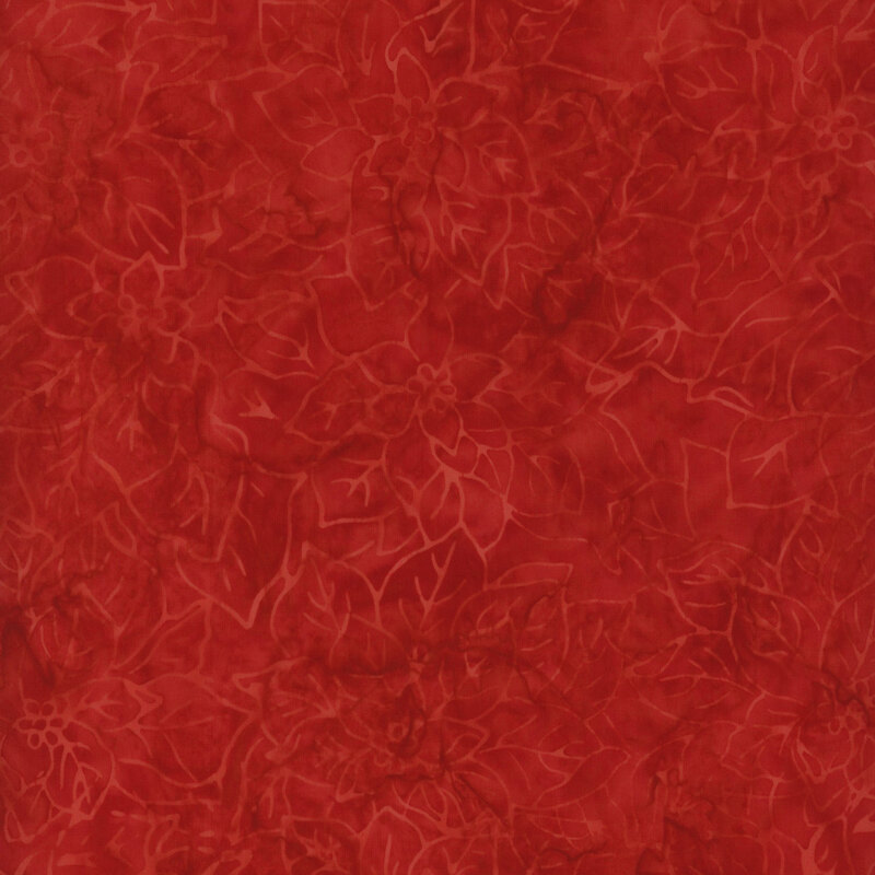 Red floral pattern with subtle outlines of leaves and petals, creating a textured appearance.