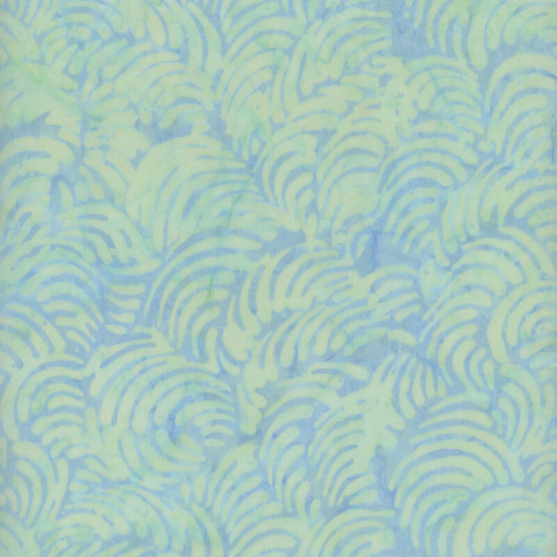 Abstract pattern featuring light blue and pale green swirling shapes on a textured background.