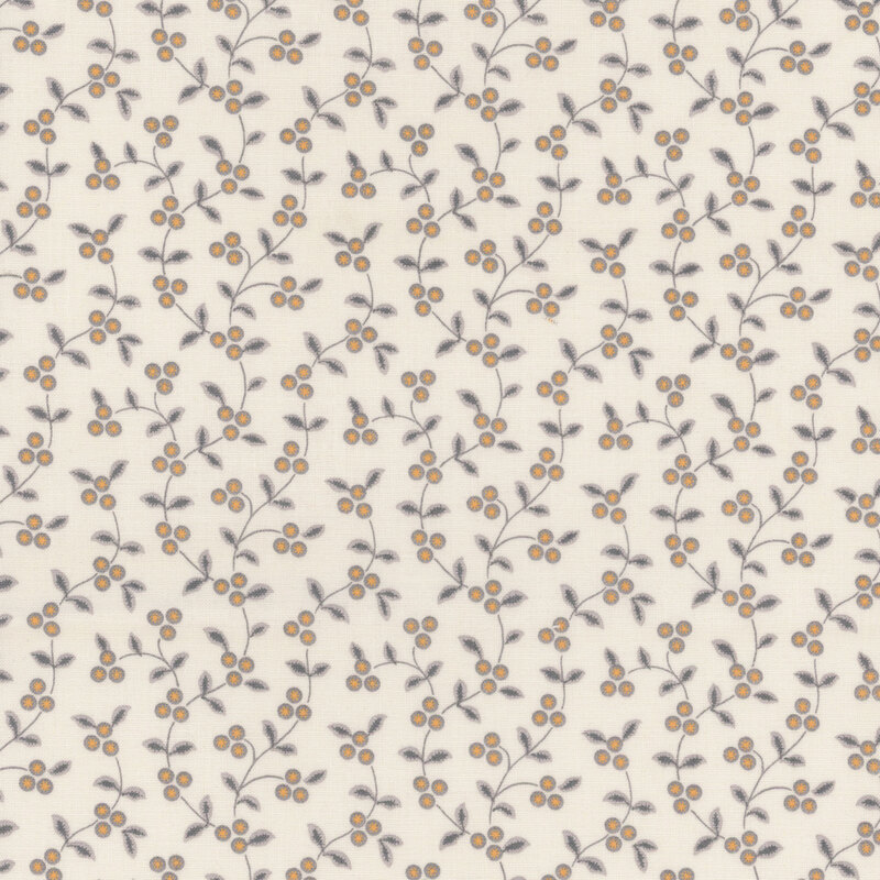 A pattern of berries and vines on a cream background
