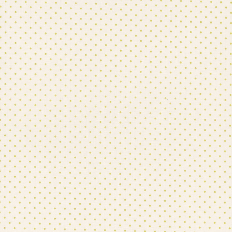 Light cream fabric with evenly spaced small yellow polka dots.