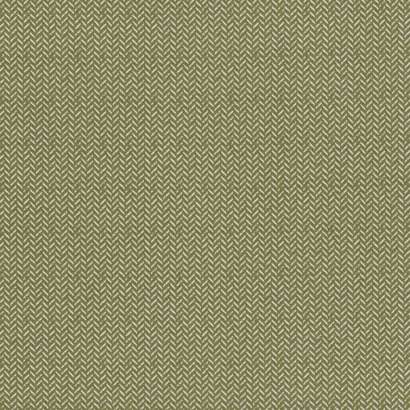 Sage green fabric with alternating herringbone pattern in white.