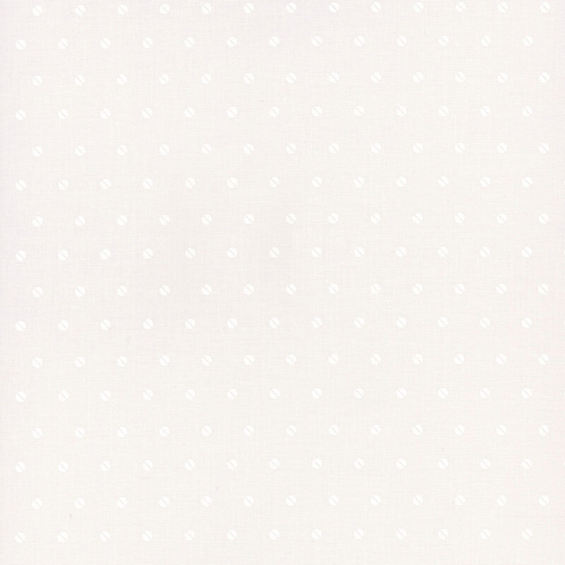 White fabric with a subtle pattern of small white dots evenly spaced throughout.