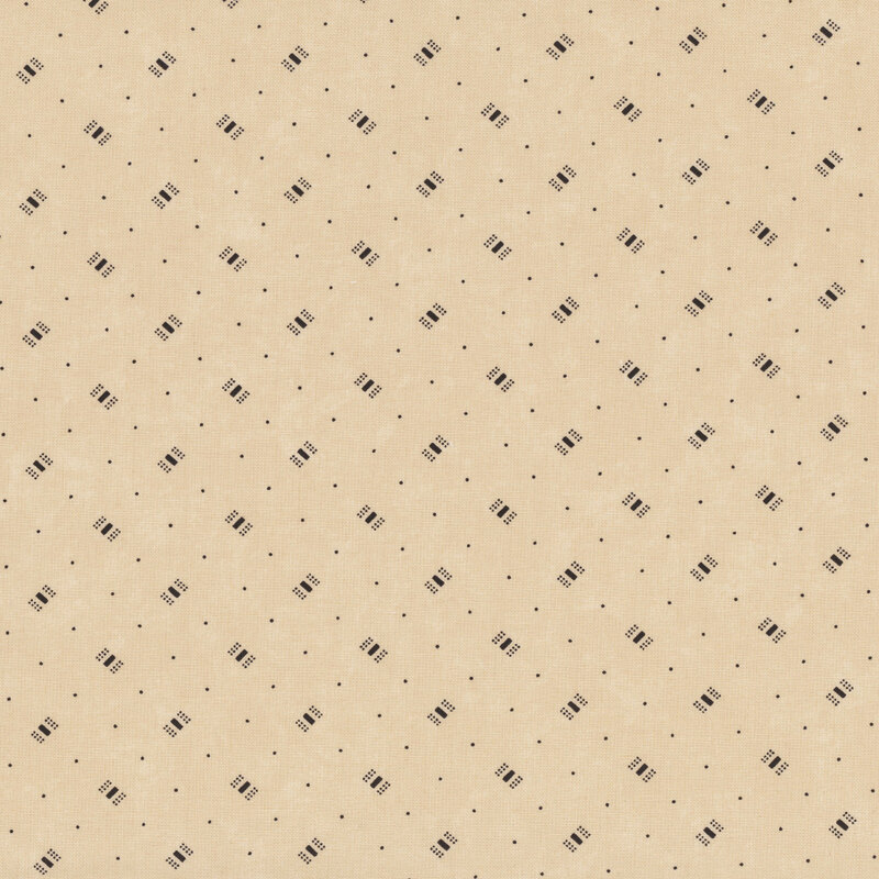 Light beige fabric pattern featuring small dark squares arranged in a diamond grid.