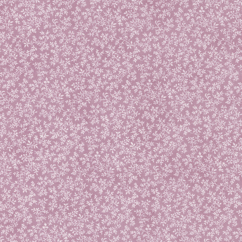 A mauve fabric with a delicate white floral pattern throughout.