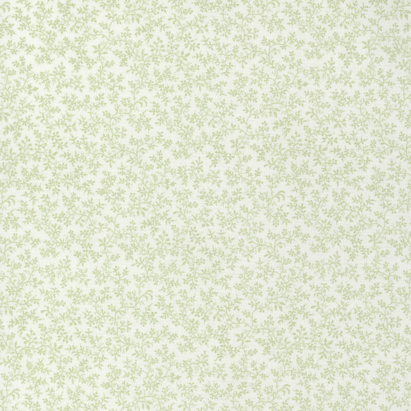 Light green floral pattern on a pale background, featuring small, delicate leaves and blossoms.