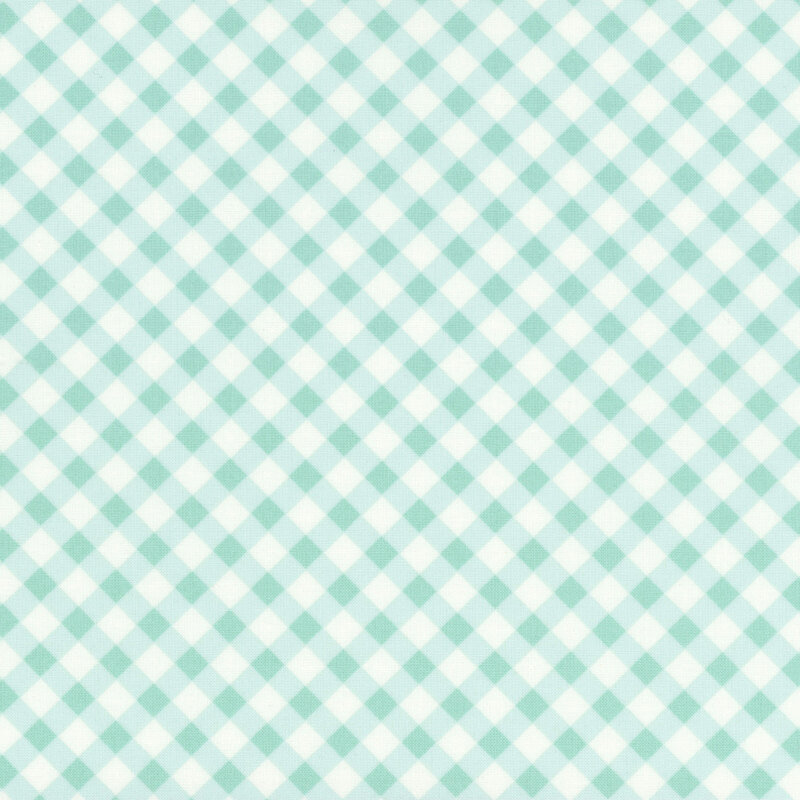 Light aqua and white gingham fabric