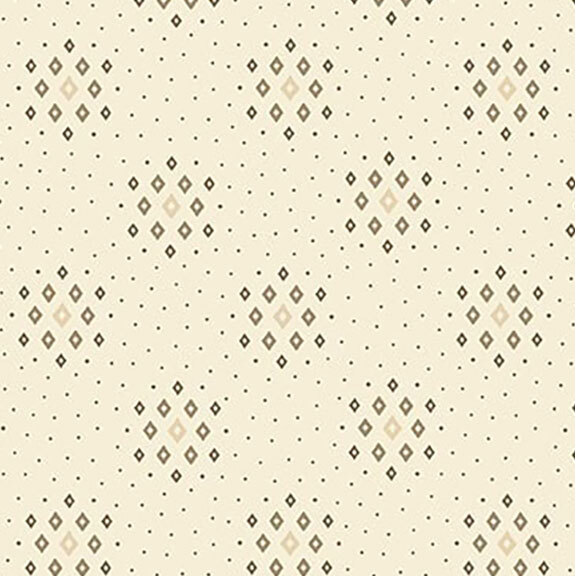 Repeating diamond pattern in muted beige and gray tones on a light background.