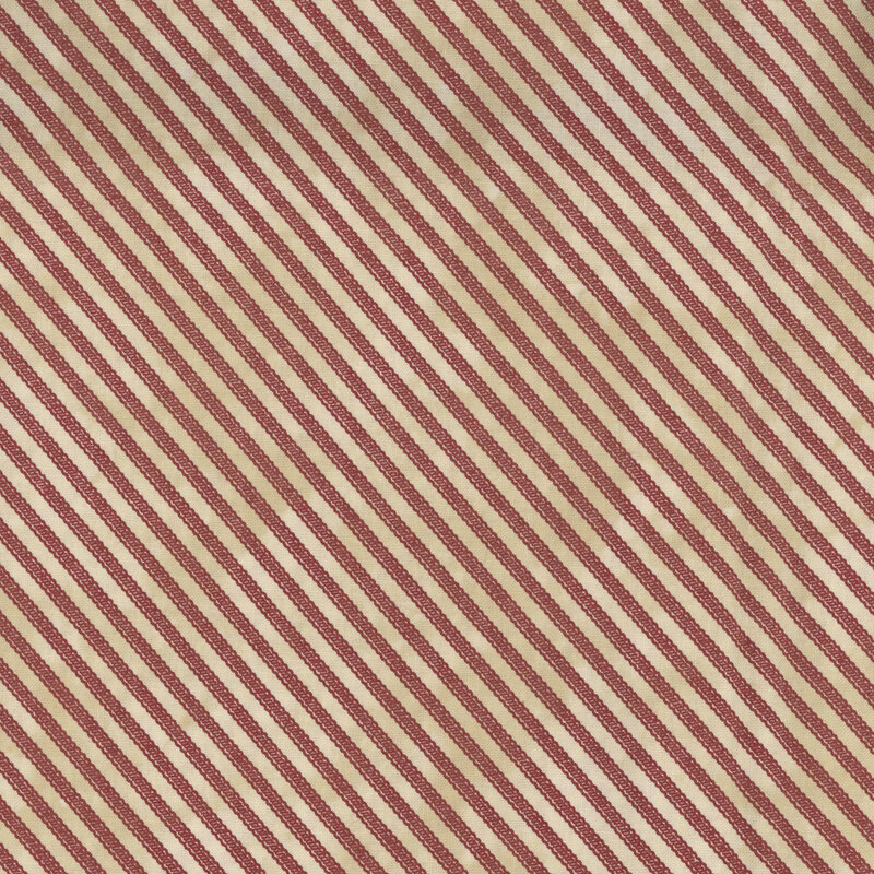 Diagonal stripes in alternating shades of red and cream on a textured background.