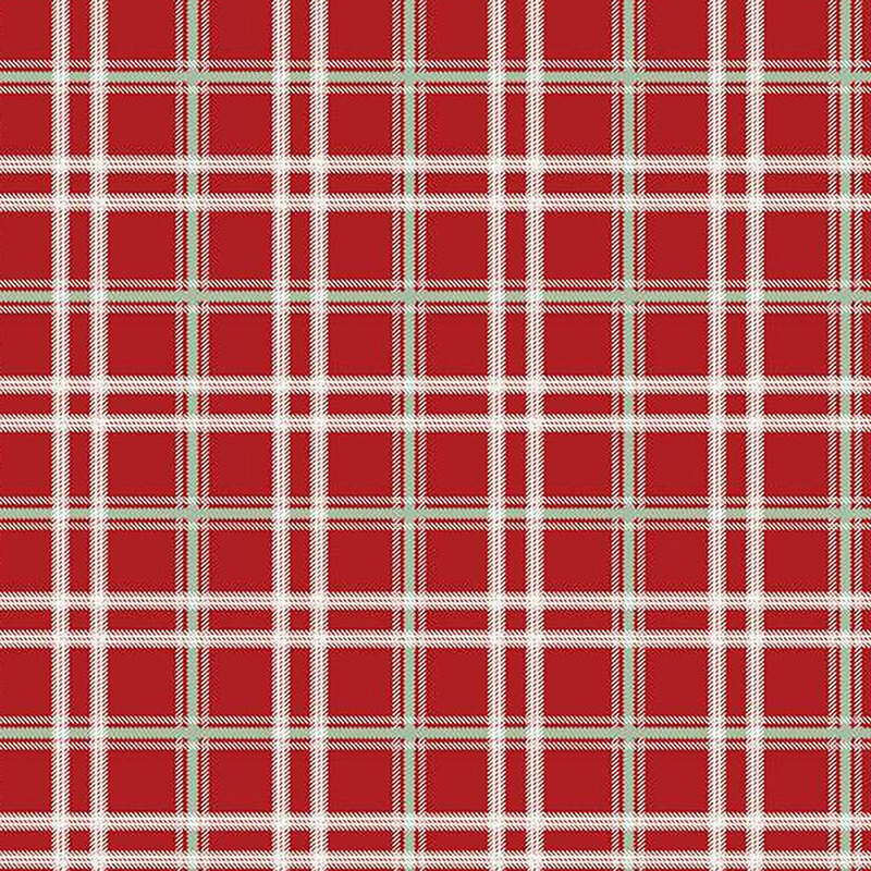 Red plaid pattern with white and green lines, creating a classic checkered design.