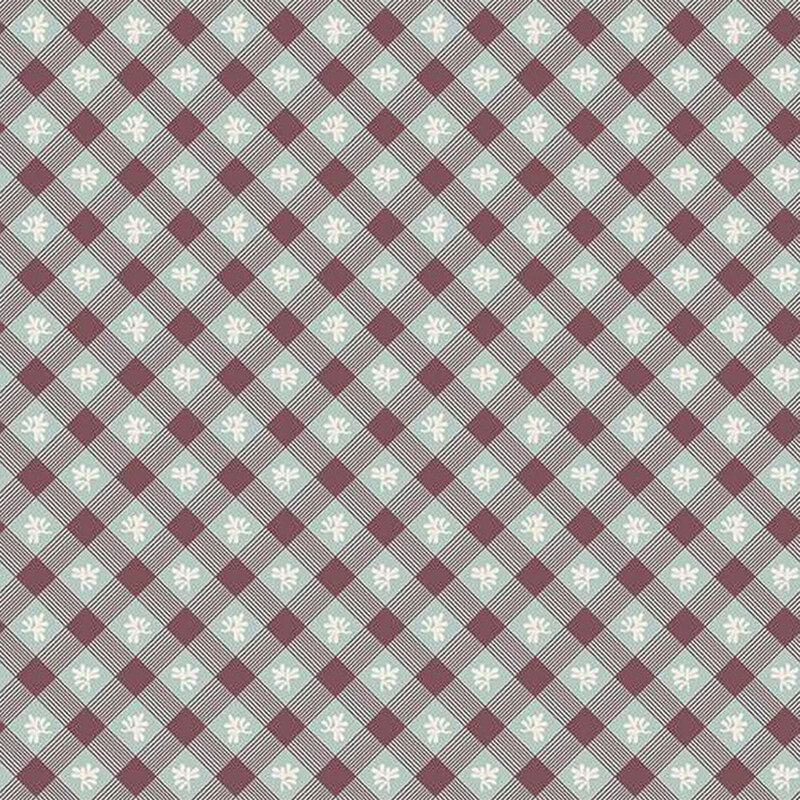 A brown and aqua plaid fabric pattern