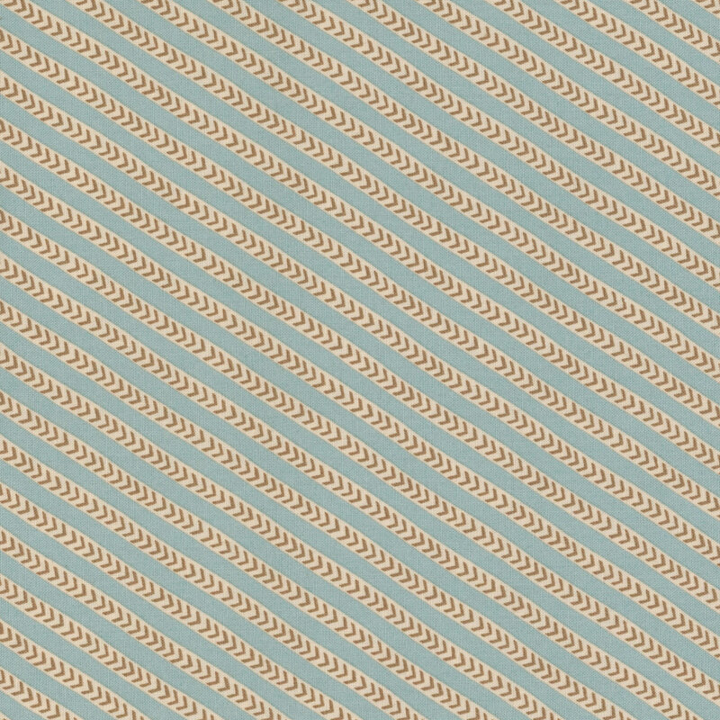 Diagonal pattern with alternating light blue and cream chevron stripes.