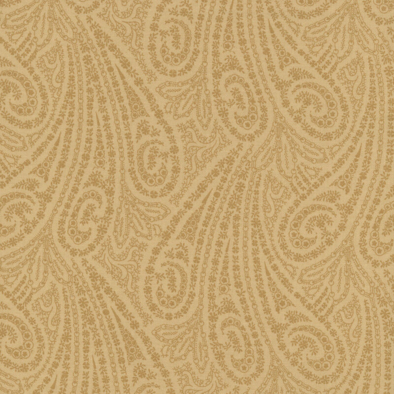 A light tan fabric with large, tonal simplified paisley designs.