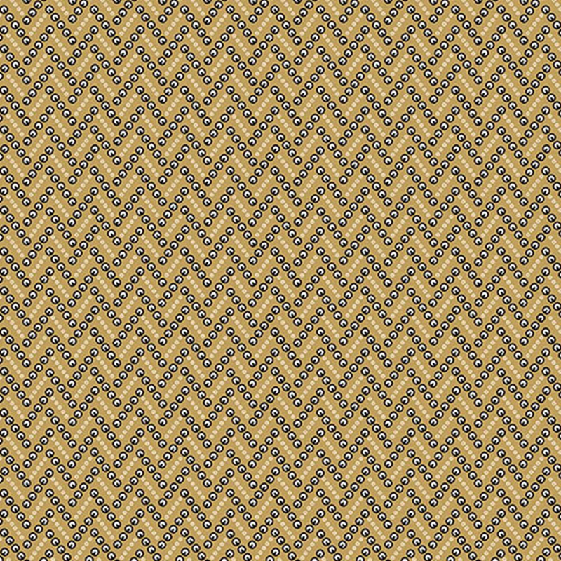 Light tan fabric with dotted zigzag lines made up of abstract shapes.