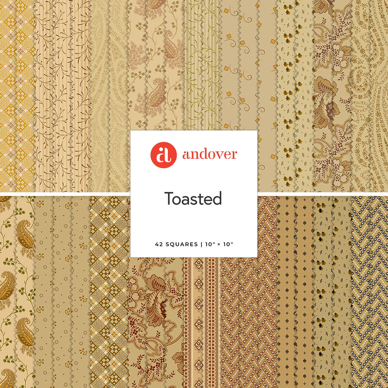 A collage of the neutral fabrics included in the Toasted 10