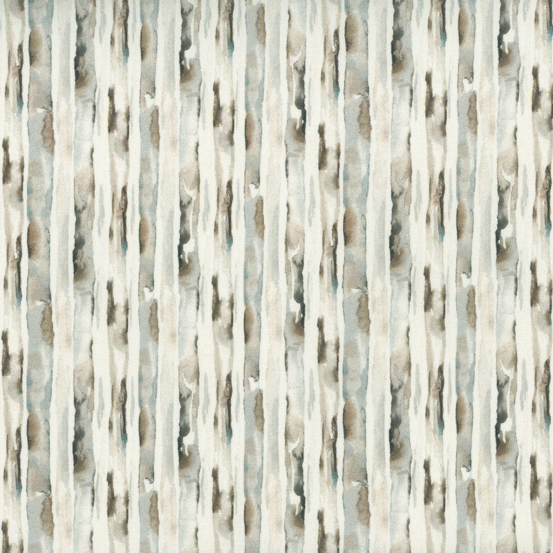 Abstract watercolor pattern of vertical stripes in muted tones of beige, gray, and white.