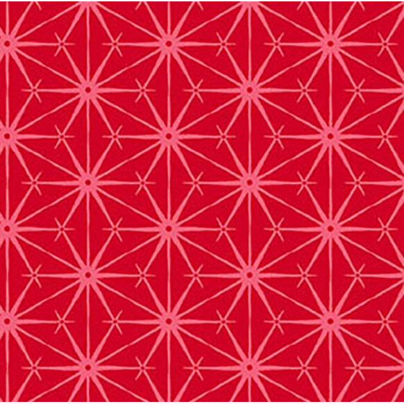 Red background with a repeating geometric pattern of interconnected star shapes in lighter red.