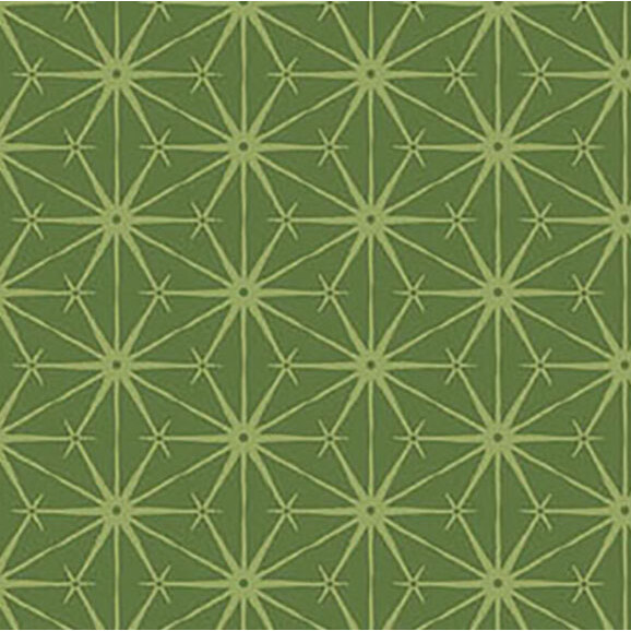 Repeating geometric pattern of stars on a green background.