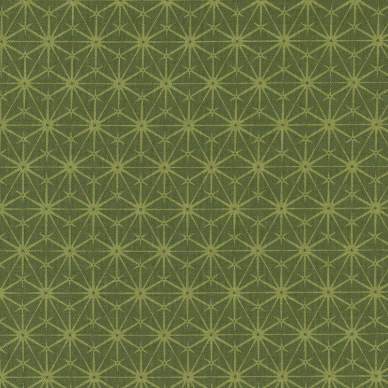 Repeating geometric pattern of stars on a green background.