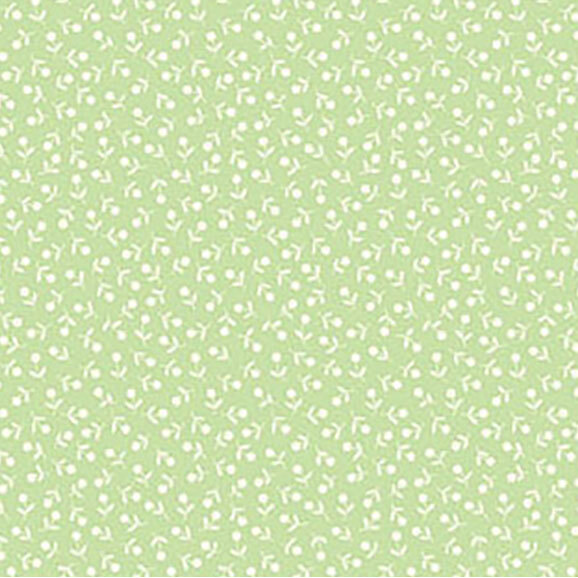 Light green fabric with a delicate white floral pattern.