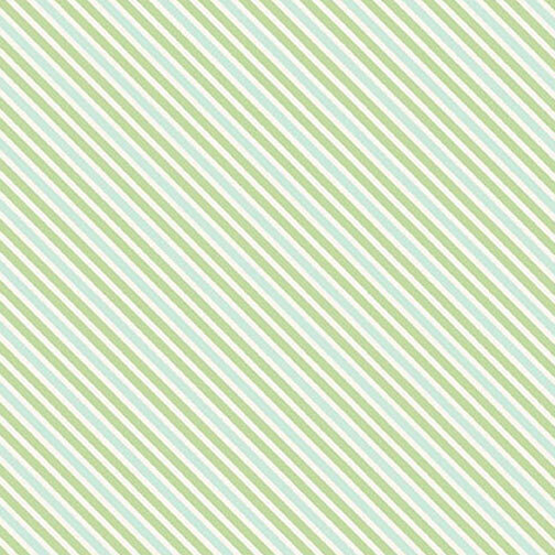 Pattern of diagonal stripes in light green and soft blue on a cream background.