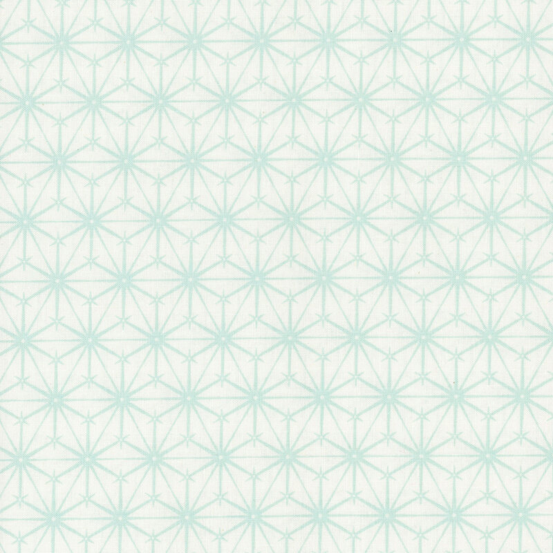 Light mint green geometric pattern with star-like shapes on a cream background.