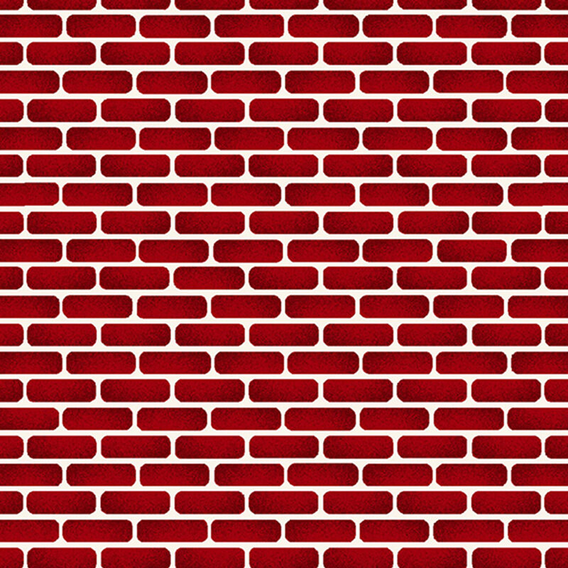 Red brick wall pattern with white mortar lines, creating a uniform and symmetrical texture.