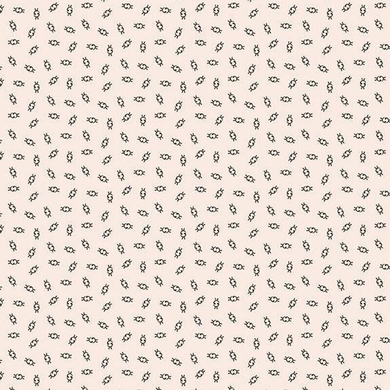 Fabric with a cream background featuring small, repeated ditsy illustrations.