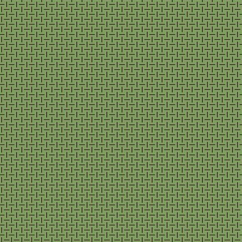 A textured green background featuring a repeating woven pattern.