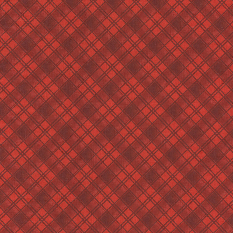 Tonal dark red plaid fabric pattern