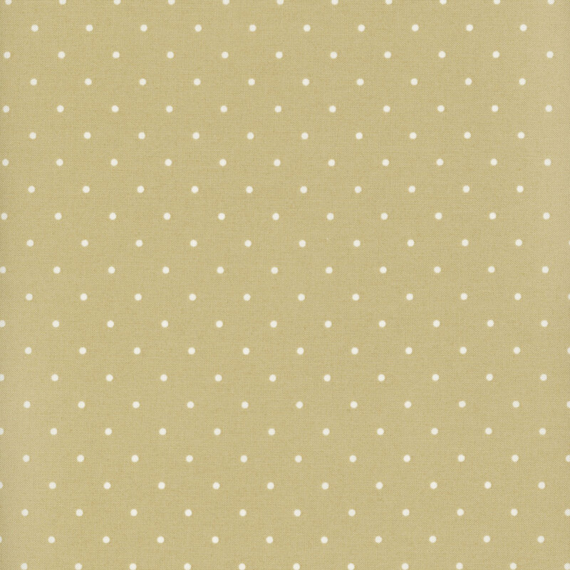 Sage green fabric with white polka dots.