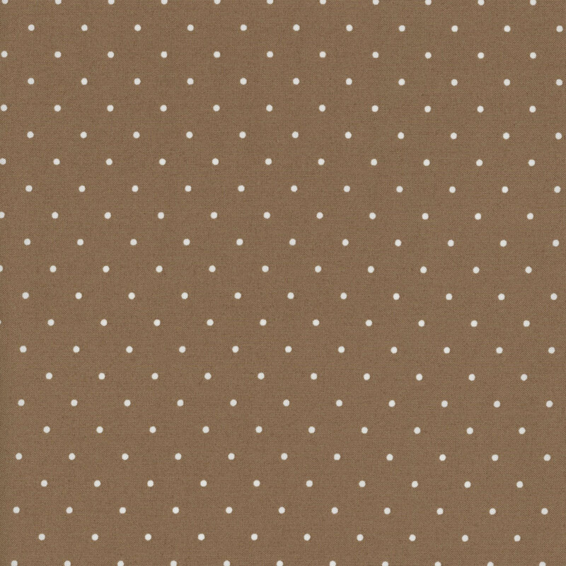 Brown fabric with white polka dots.