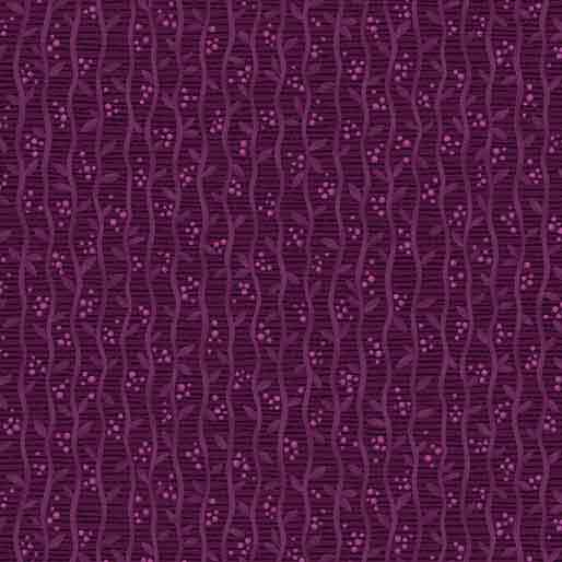 A textured fabric pattern featuring wavy stripes and small dots in varying shades of purple.