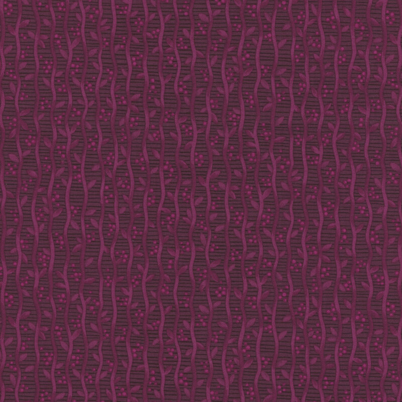 A textured fabric pattern featuring wavy stripes and small dots in varying shades of purple.