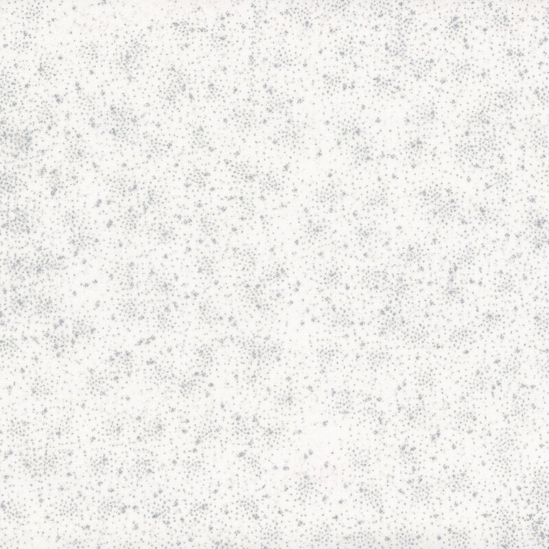 White fabric with gray and silver metallic spray dots.